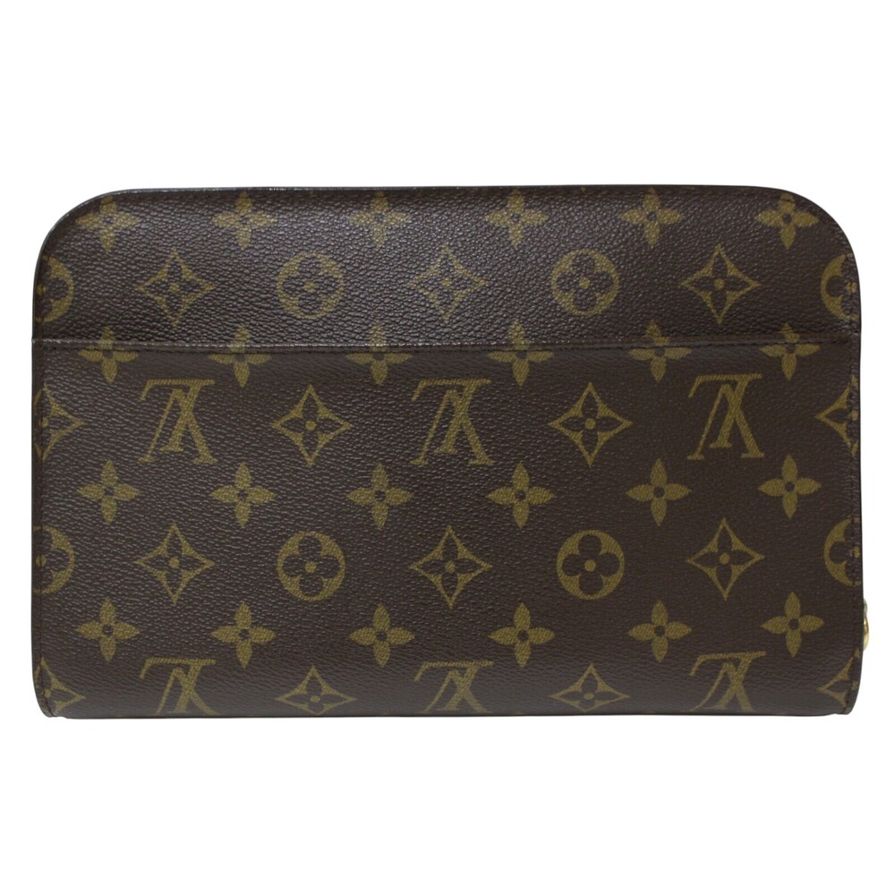 Louis Vuitton Clutch Bag Canvas Monogram Shoulder Brown Orsay